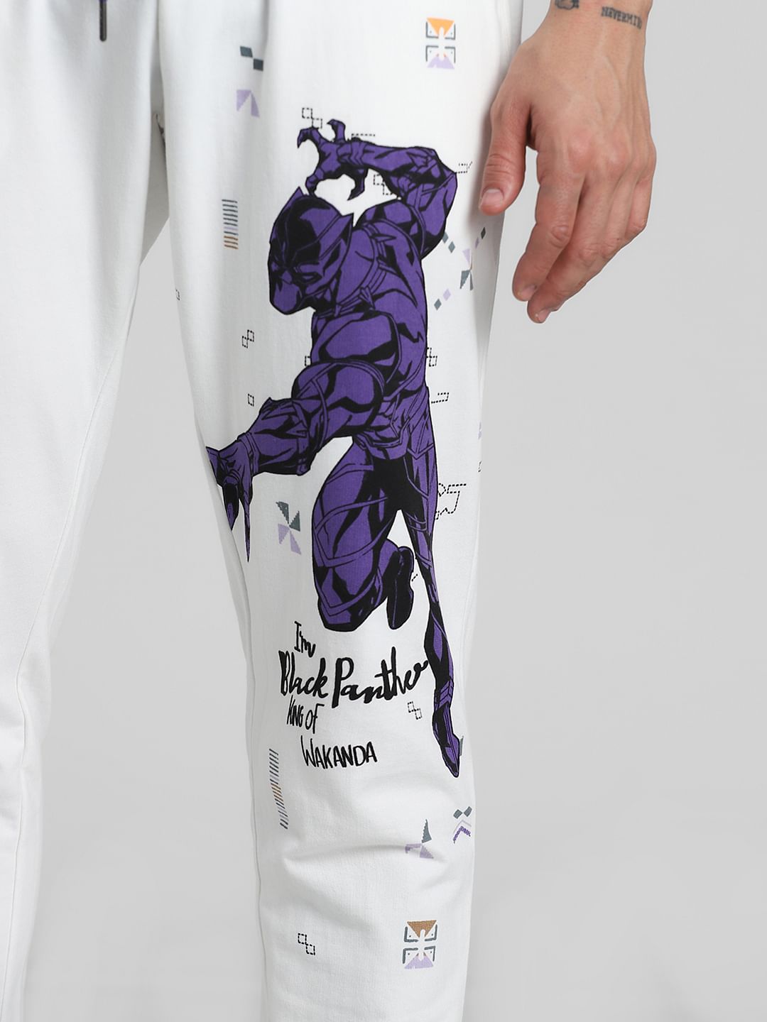 Jack&Jones X Black Panther White Mid Rise Sweatpants