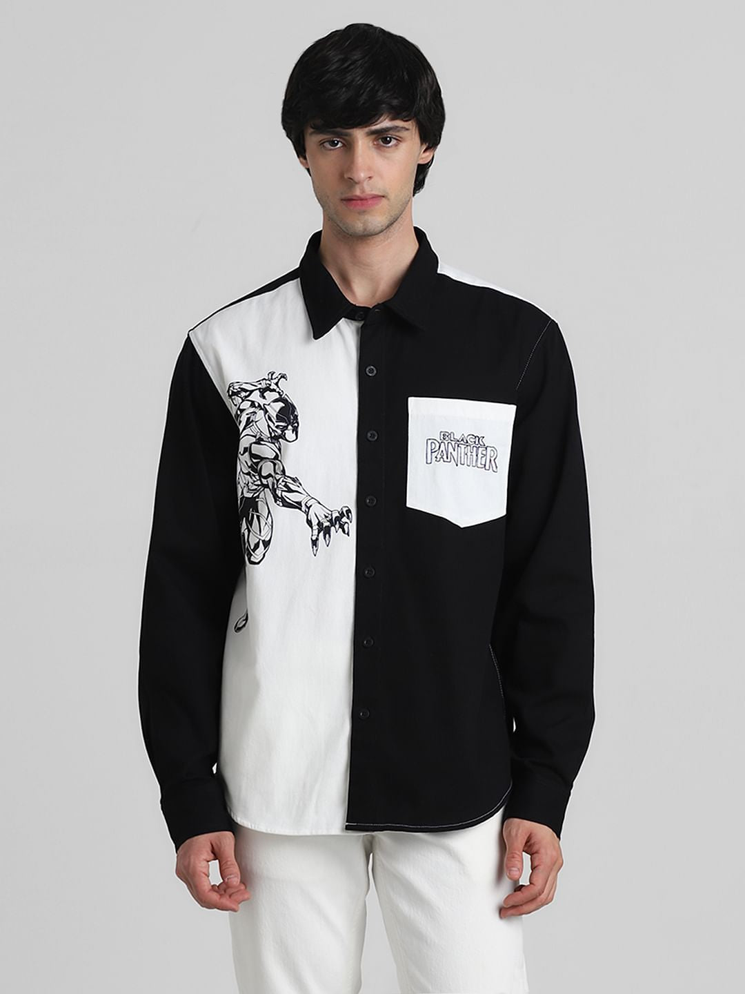 Jack&Jones X Black Panther White Colourblocked OVERSIZED Shirt