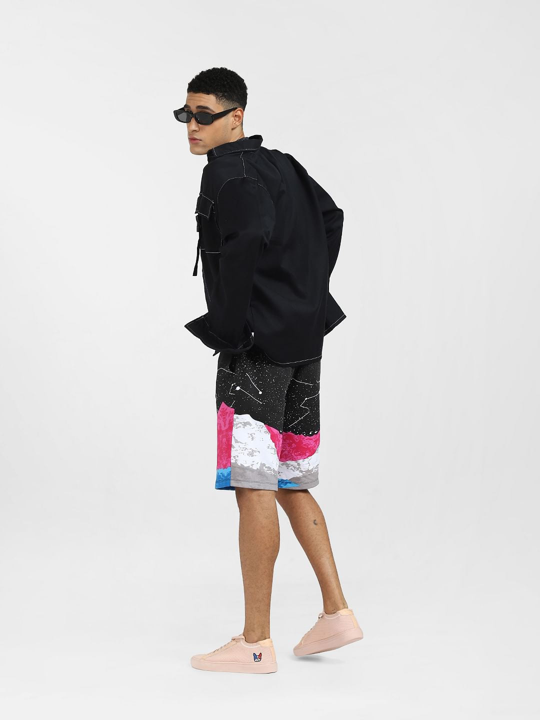 Black All Over Print Shorts