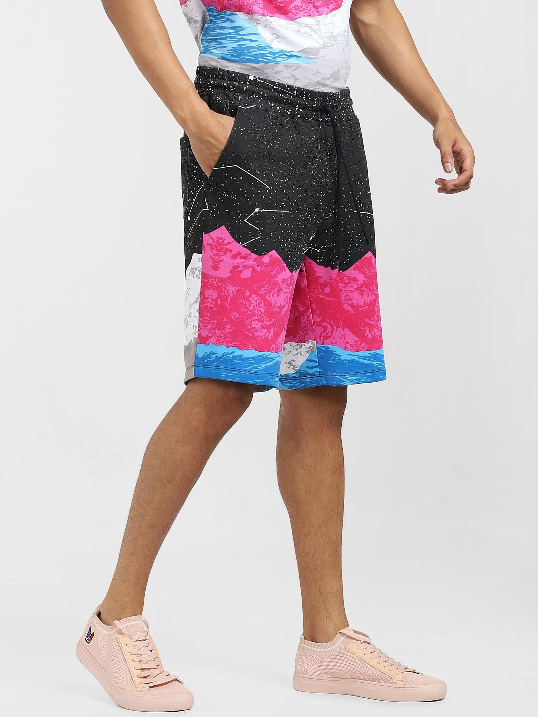 Black All Over Print Shorts