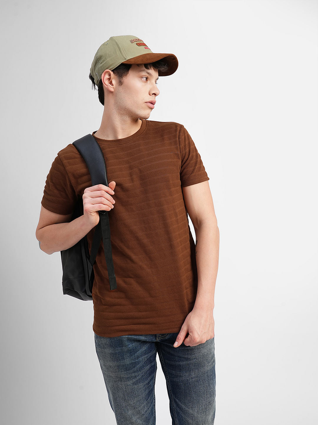Brown Crew Neck T-shirt - S