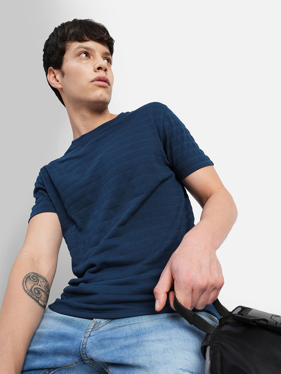 Blue Crew Neck T-shirt - S