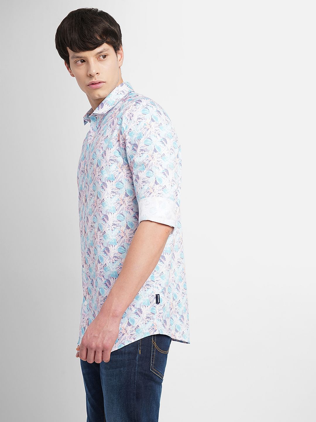White All Over Print Full Sleeves Shirt