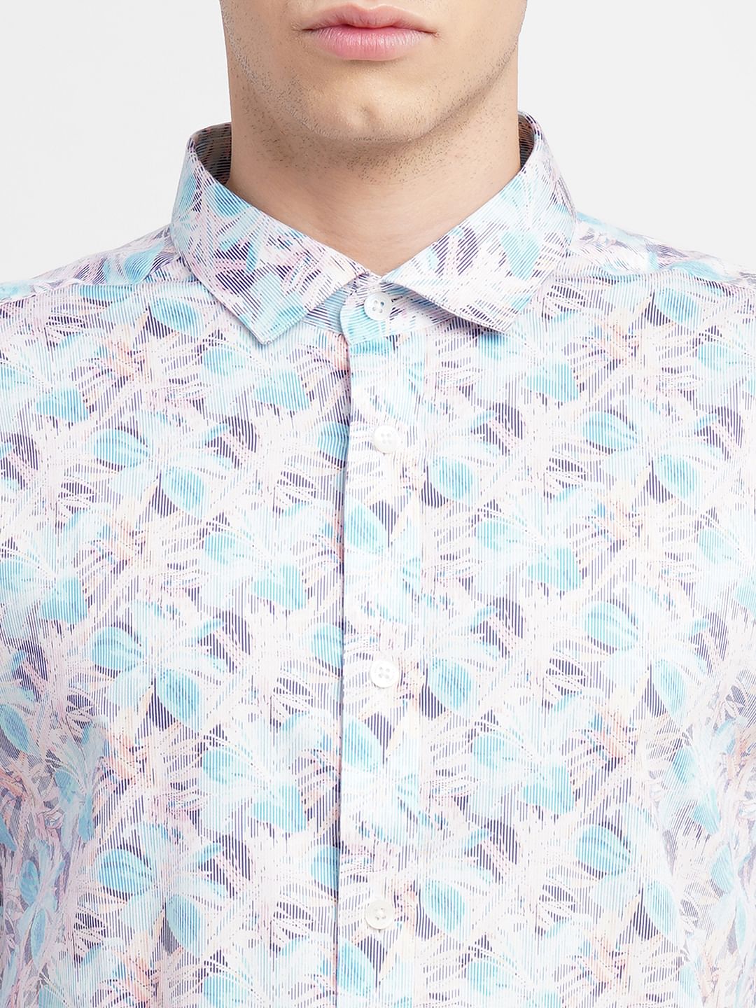 White All Over Print Full Sleeves Shirt