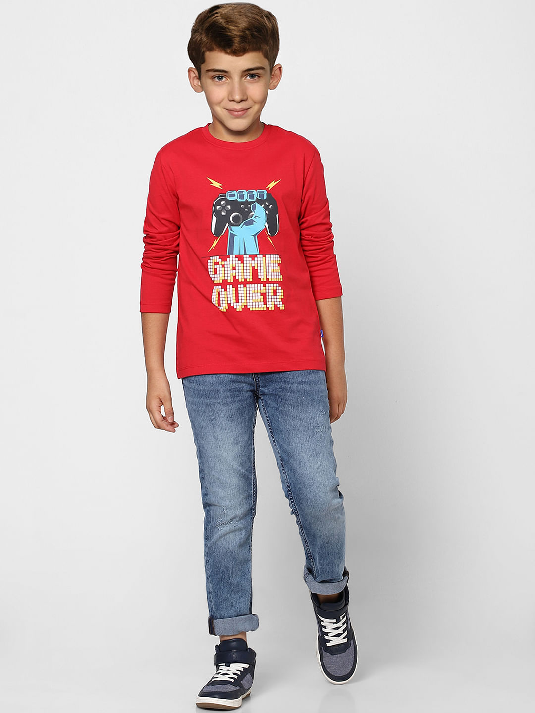 Boys Blue Mid Rise Straight Jeans - 9/10Y