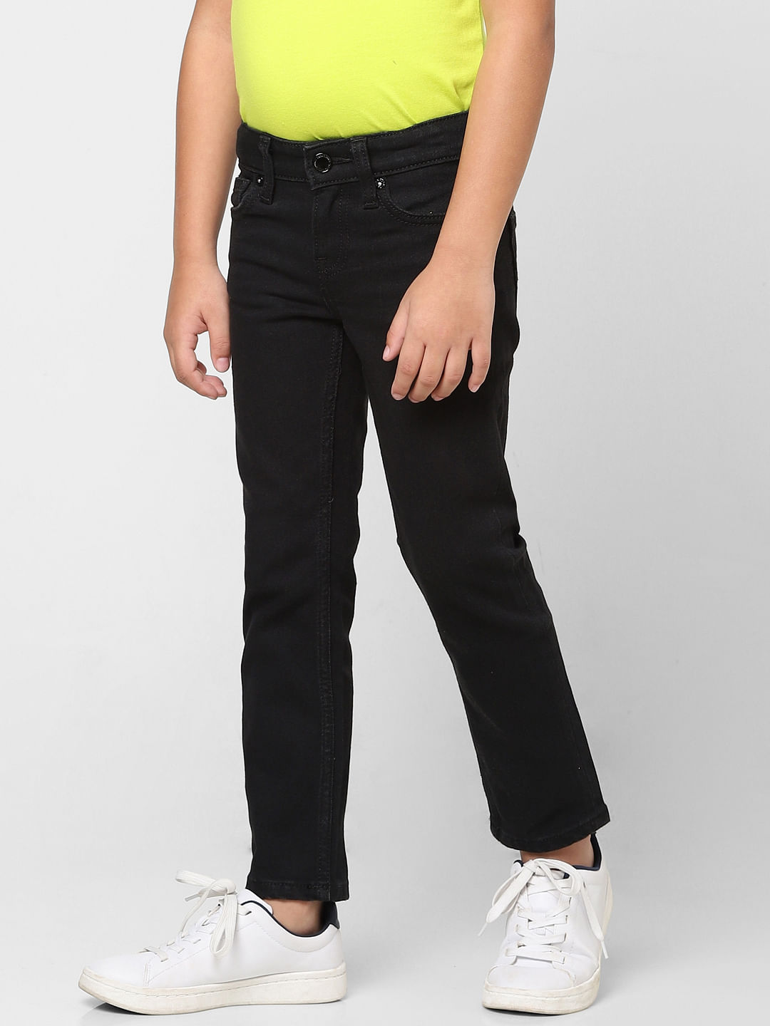 BOYS Black Mid Rise Clark Straight Fit Jeans