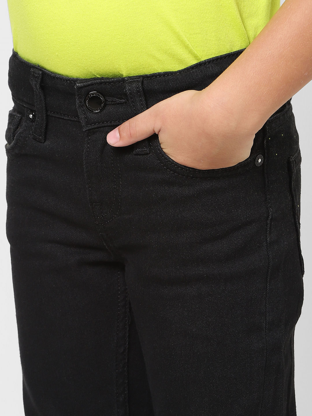 BOYS Black Mid Rise Clark Straight Fit Jeans