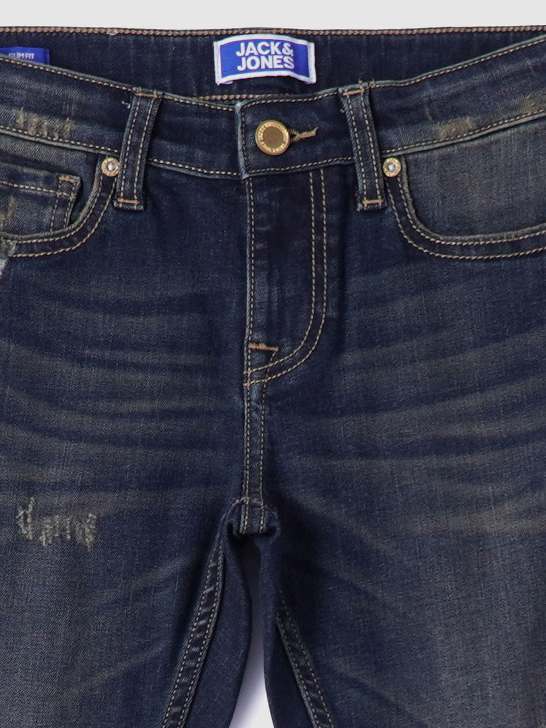 Boys Blue Mid Rise Ripped Slim Jeans