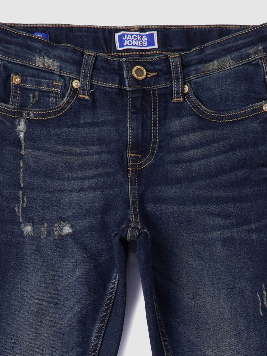 Boys Blue Mid Rise Ripped Slim Jeans