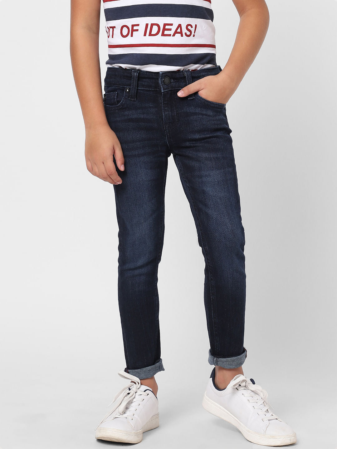 BOYS Blue Mid Rise Glenn Slim Fit Jeans