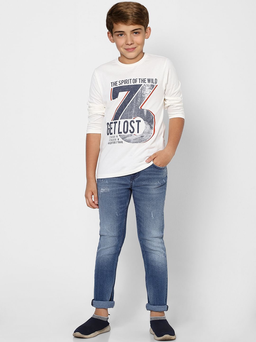 Boys Blue Mid Rise Straight Jeans - 9/10Y