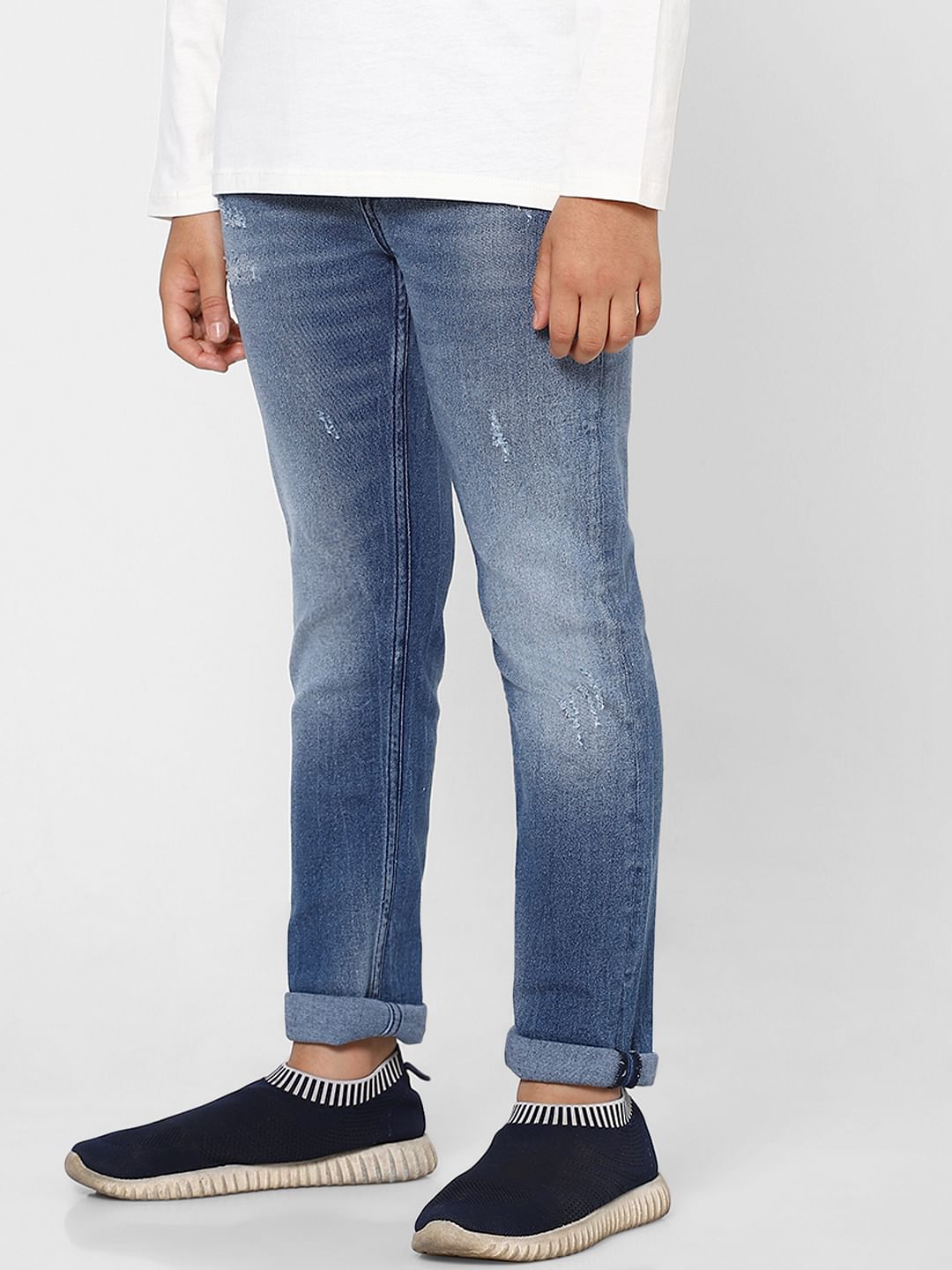 Boys Blue Mid Rise Straight Jeans