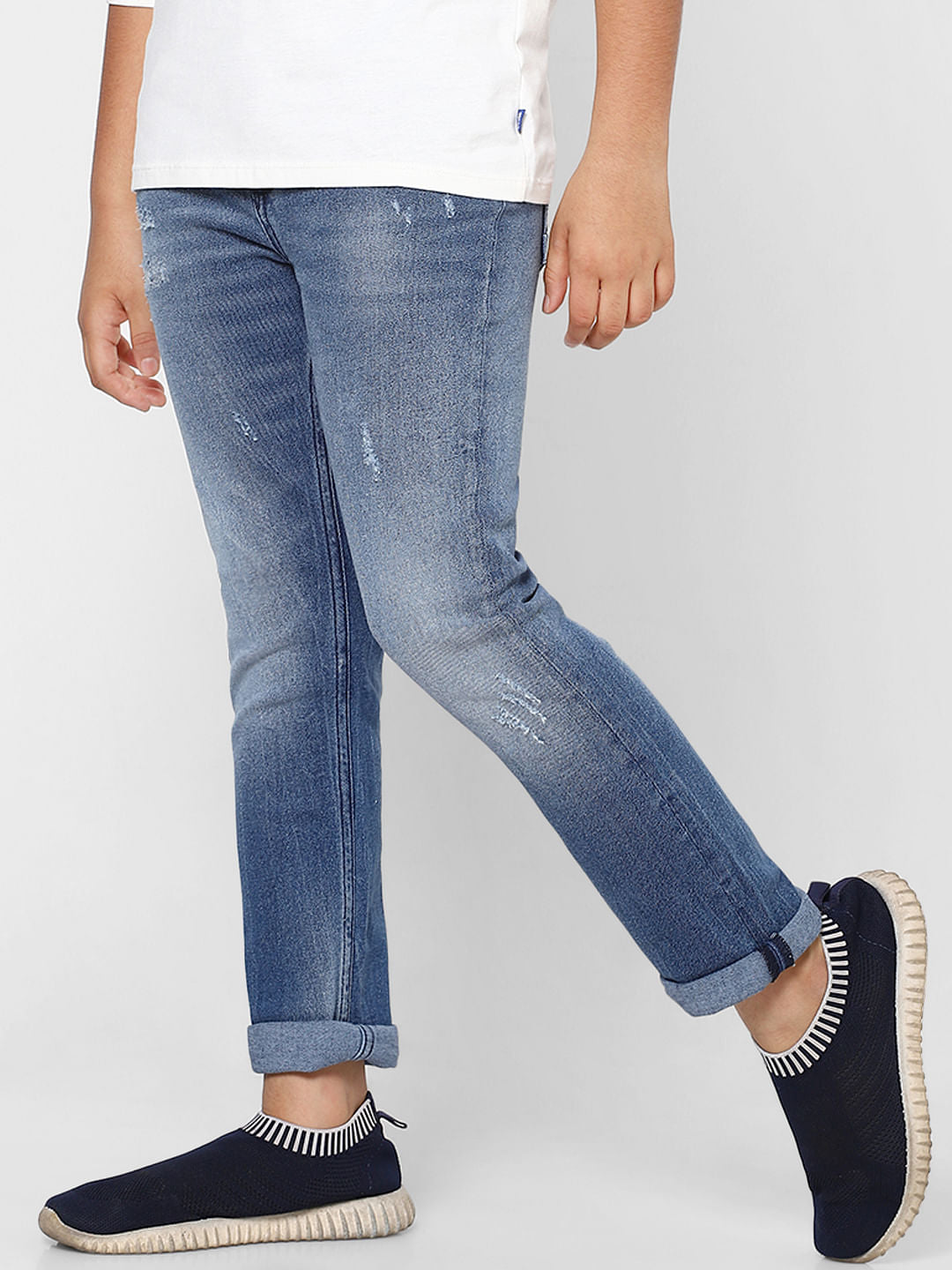 Boys Blue Mid Rise Straight Jeans