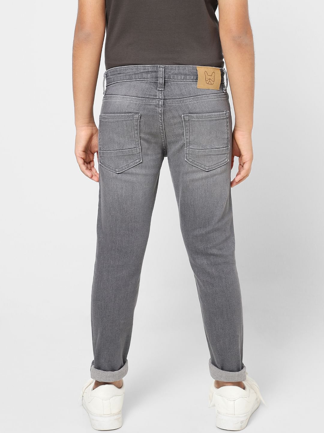 Boys Grey Mid Rise Glenn Slim Fit Jeans