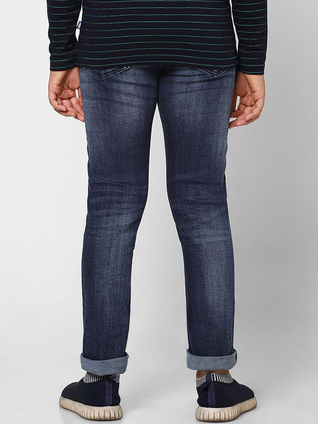 BOYS Blue Mid Rise Clark Straight Fit Ripped Jeans