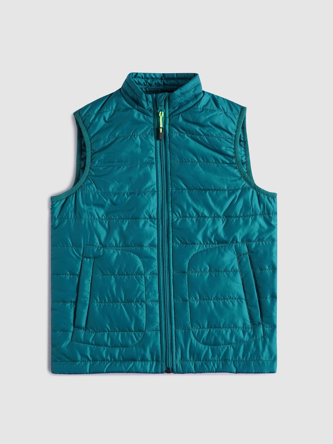 BOYS Green Sleeveless Puffer Winter Jacket