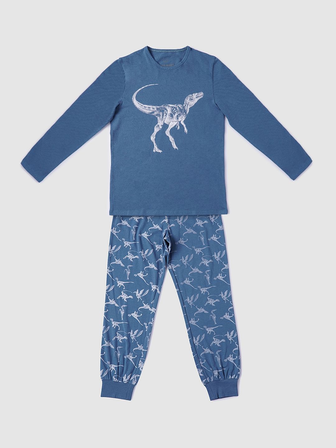 Boys Blue Printed T-shirt & Pyjama Night Suit Set - 4/5Y