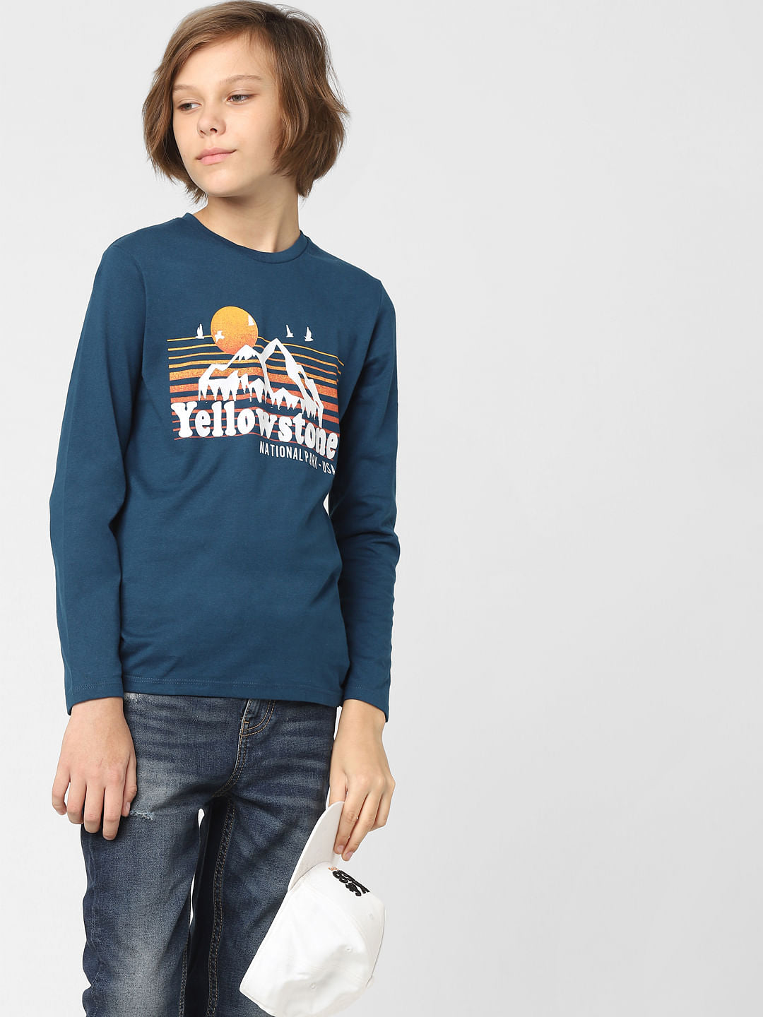Boys Blue Graphic Print Crew Neck T-shirt