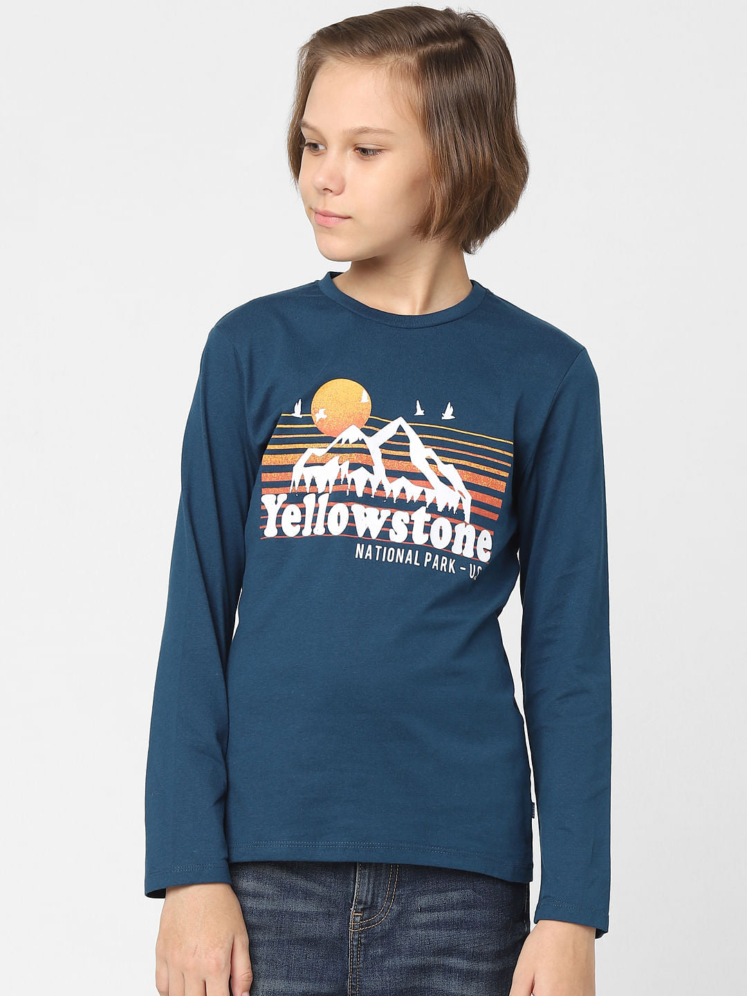 Boys Blue Graphic Print Crew Neck T-shirt