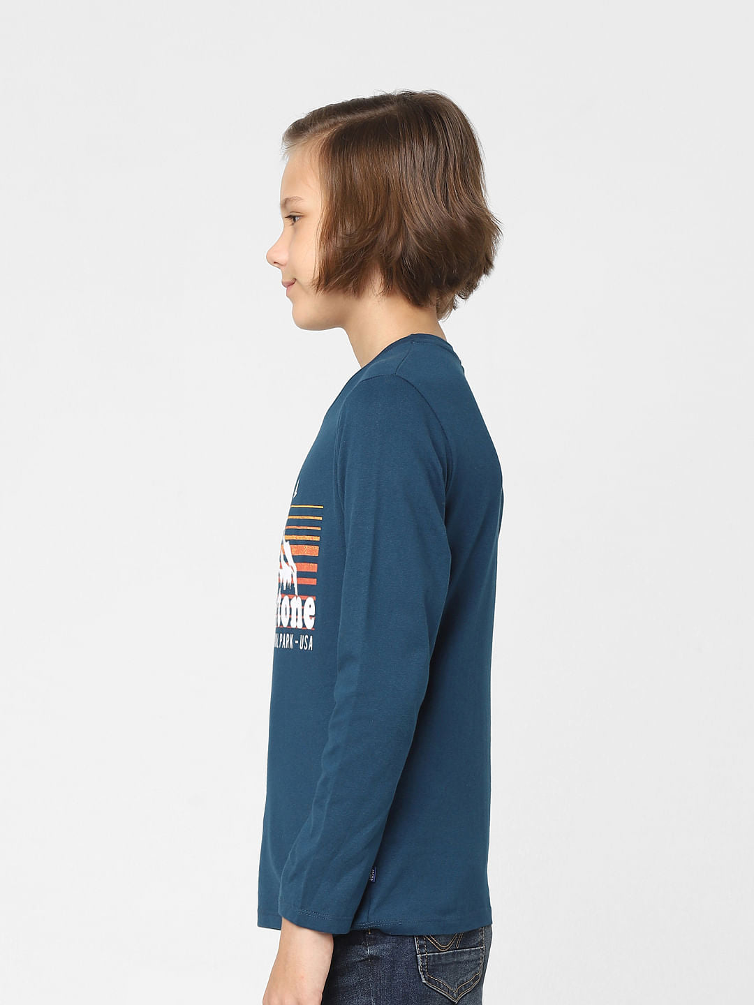 Boys Blue Graphic Print Crew Neck T-shirt