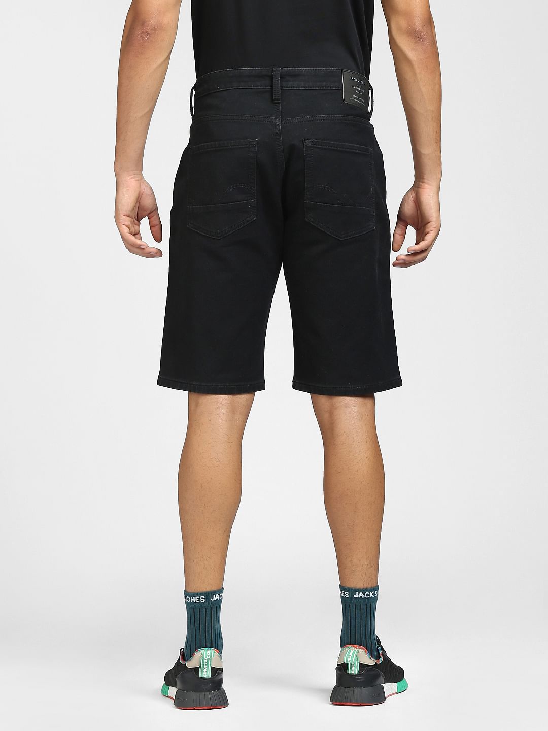 Black Low Rise Denim Shorts