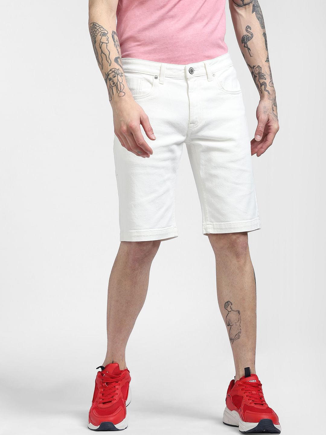 White Low Rise Denim Shorts