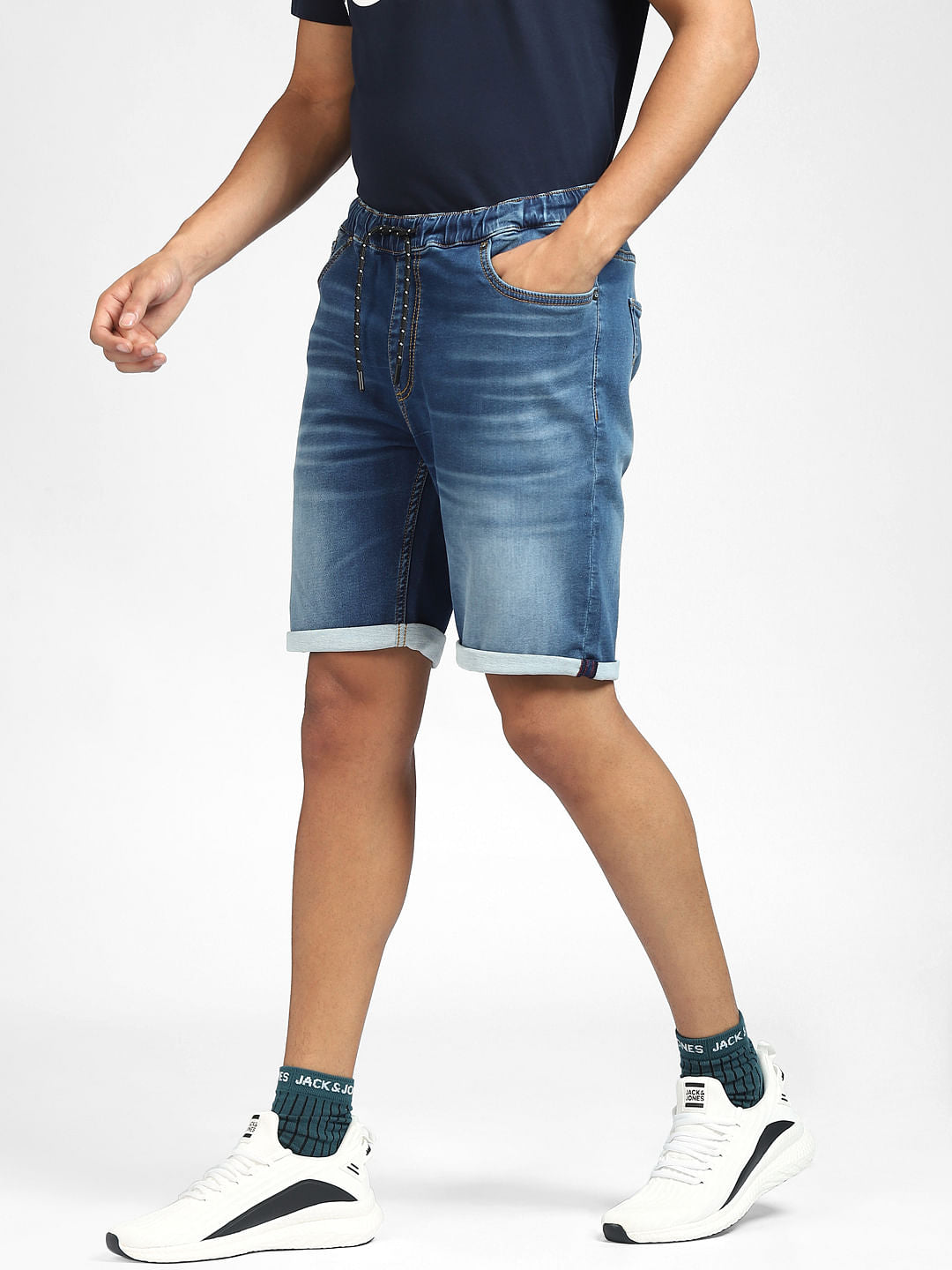 Blue Low Rise Denim Shorts