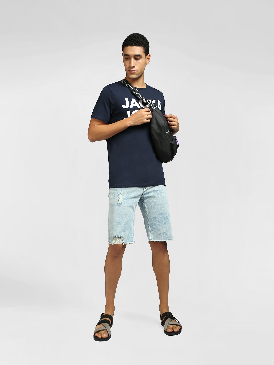 Light Blue Ripped Denim Shorts - S