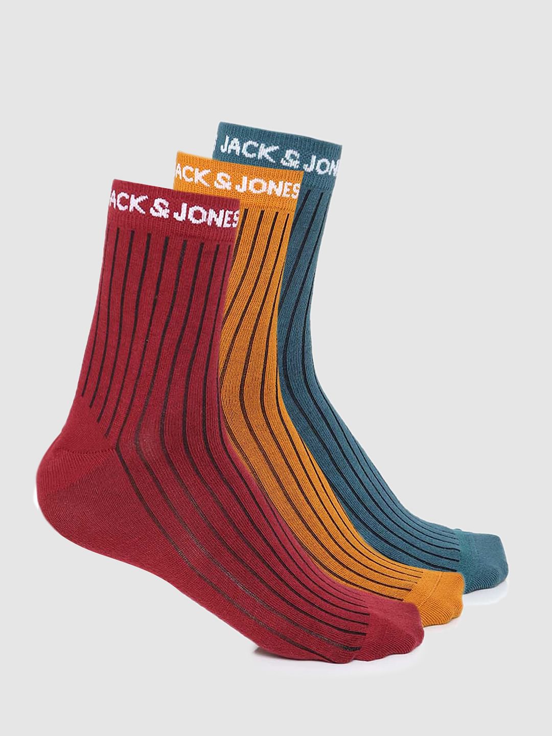 Pack of 3 Stripe Mid Length Socks - Multi-coloured - ONE