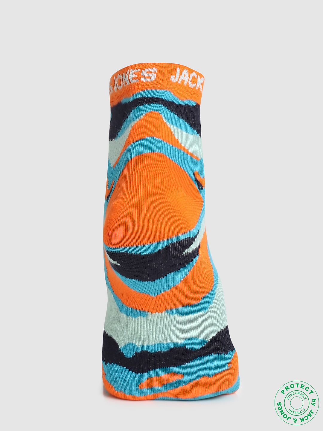Pack of 2 Camo Print Ankle Socks - Orange & Green