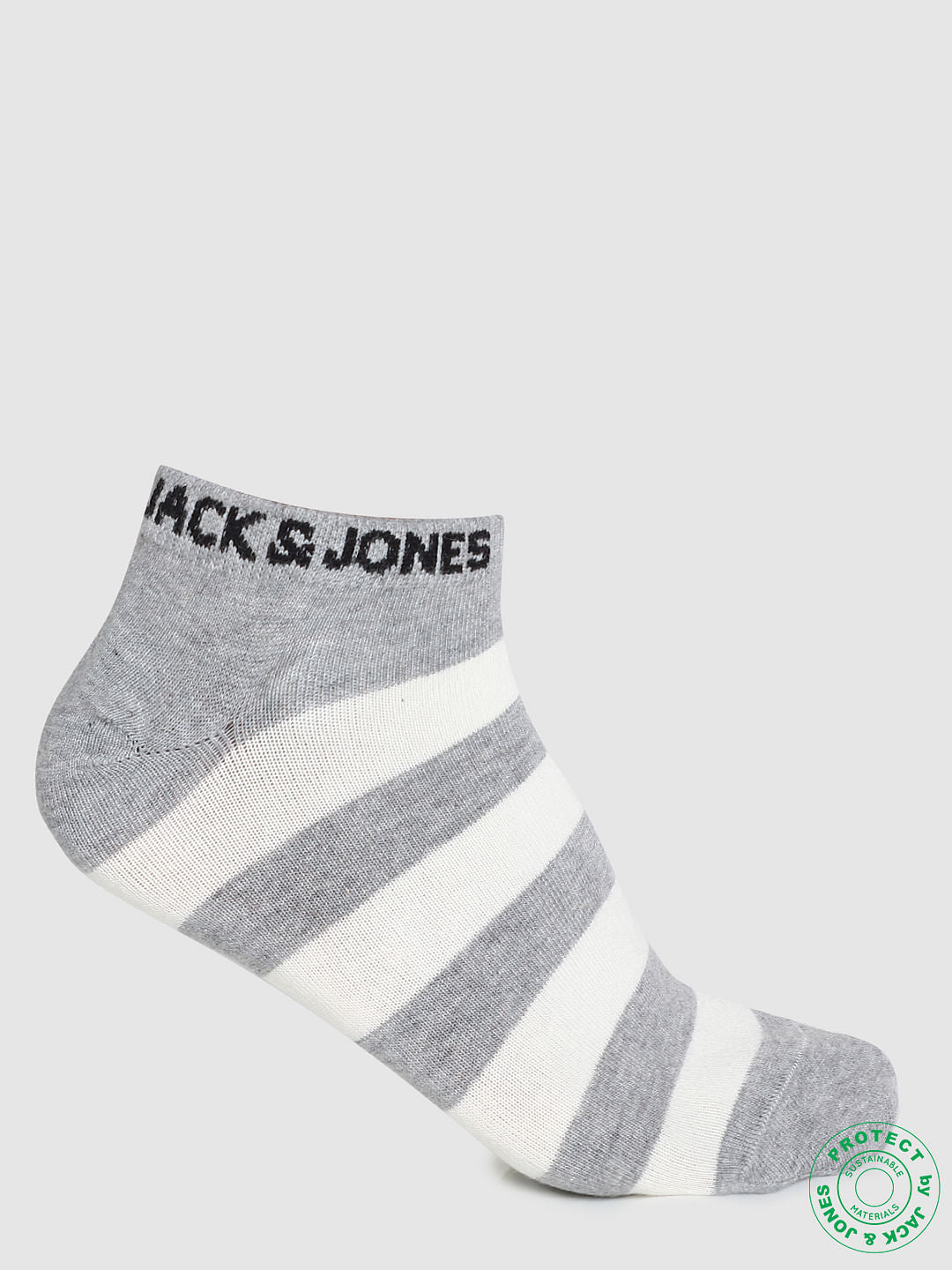 Pack of 2 Striped Ankle Socks - Blue & Grey - ONE