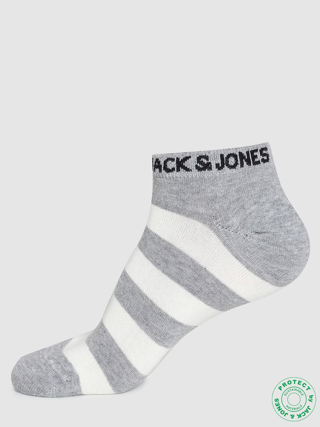 Pack of 2 Striped Ankle Socks - Blue & Grey