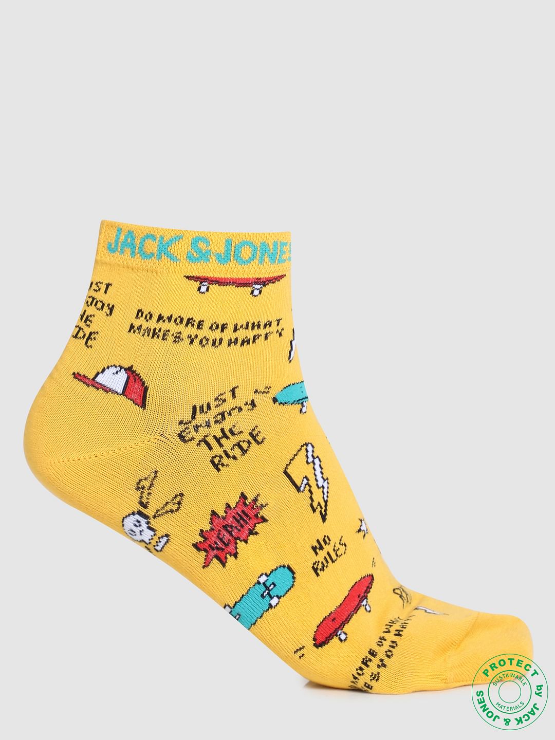 Pack of 2 Graphic Print Socks - Yellow & Black - ONE