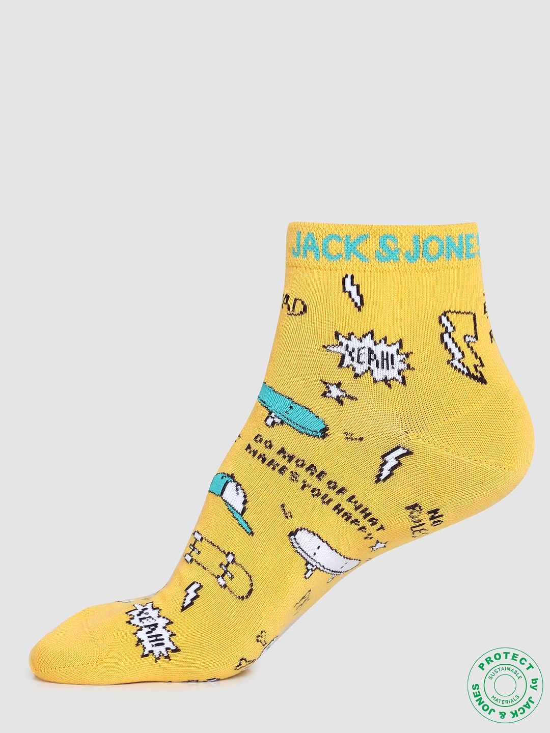 Pack of 2 Graphic Print Socks - Yellow & Black
