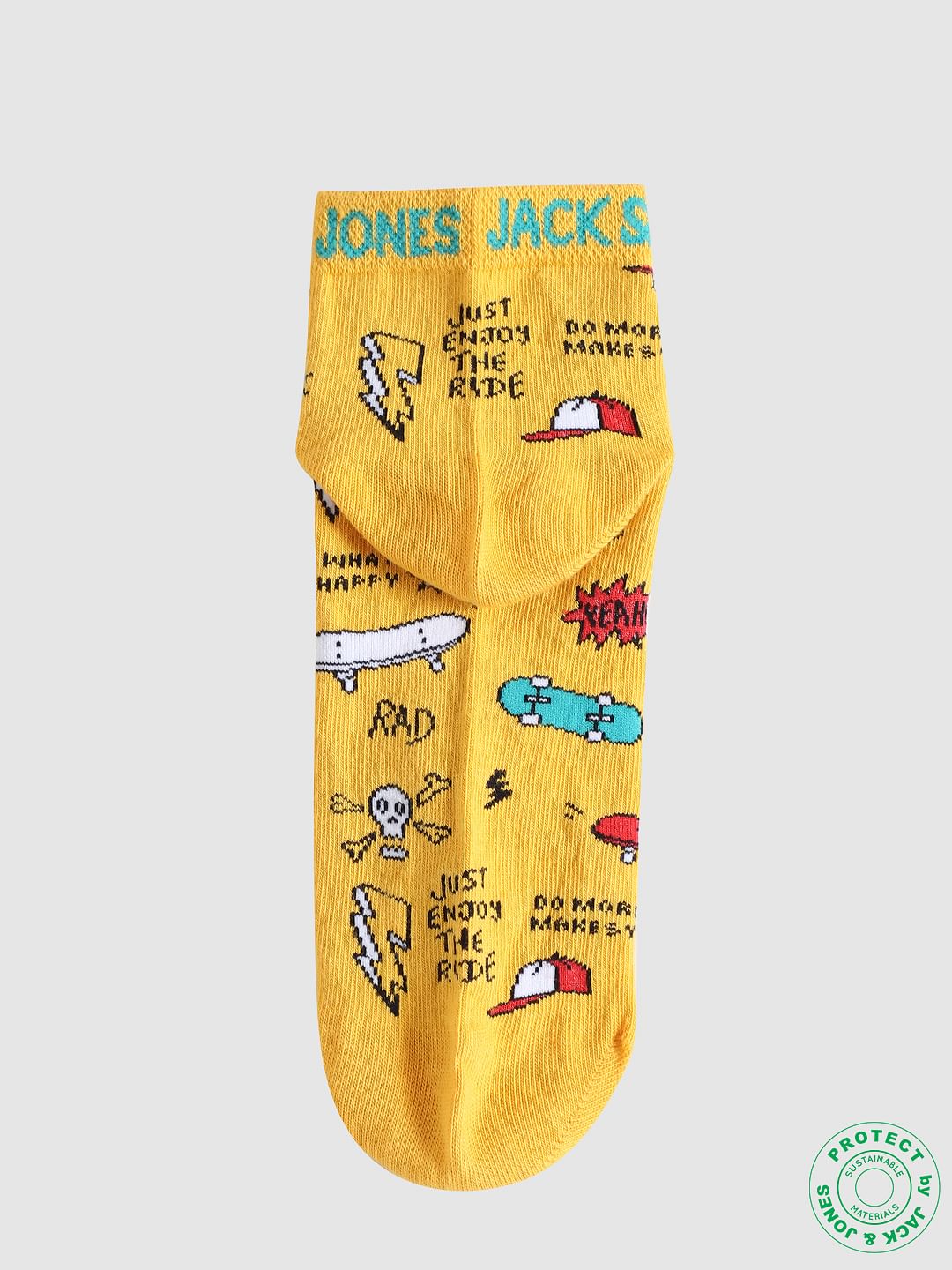 Pack of 2 Graphic Print Socks - Yellow & Black