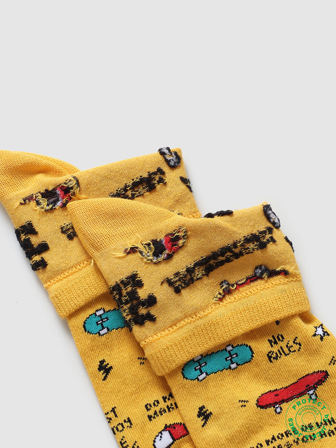 Pack of 2 Graphic Print Socks - Yellow & Black
