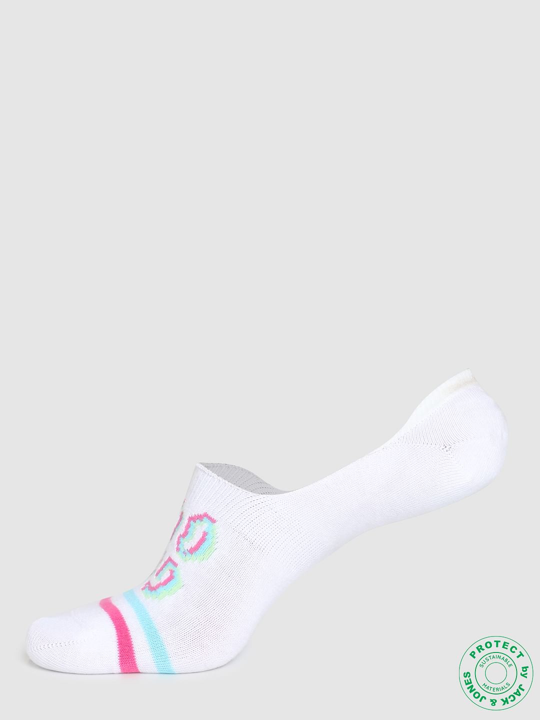 White Printed Footies - ONE
