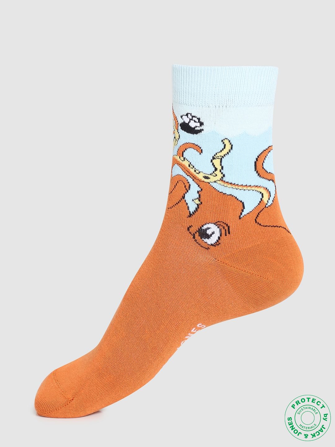 Orange Octopus Print Socks - ONE