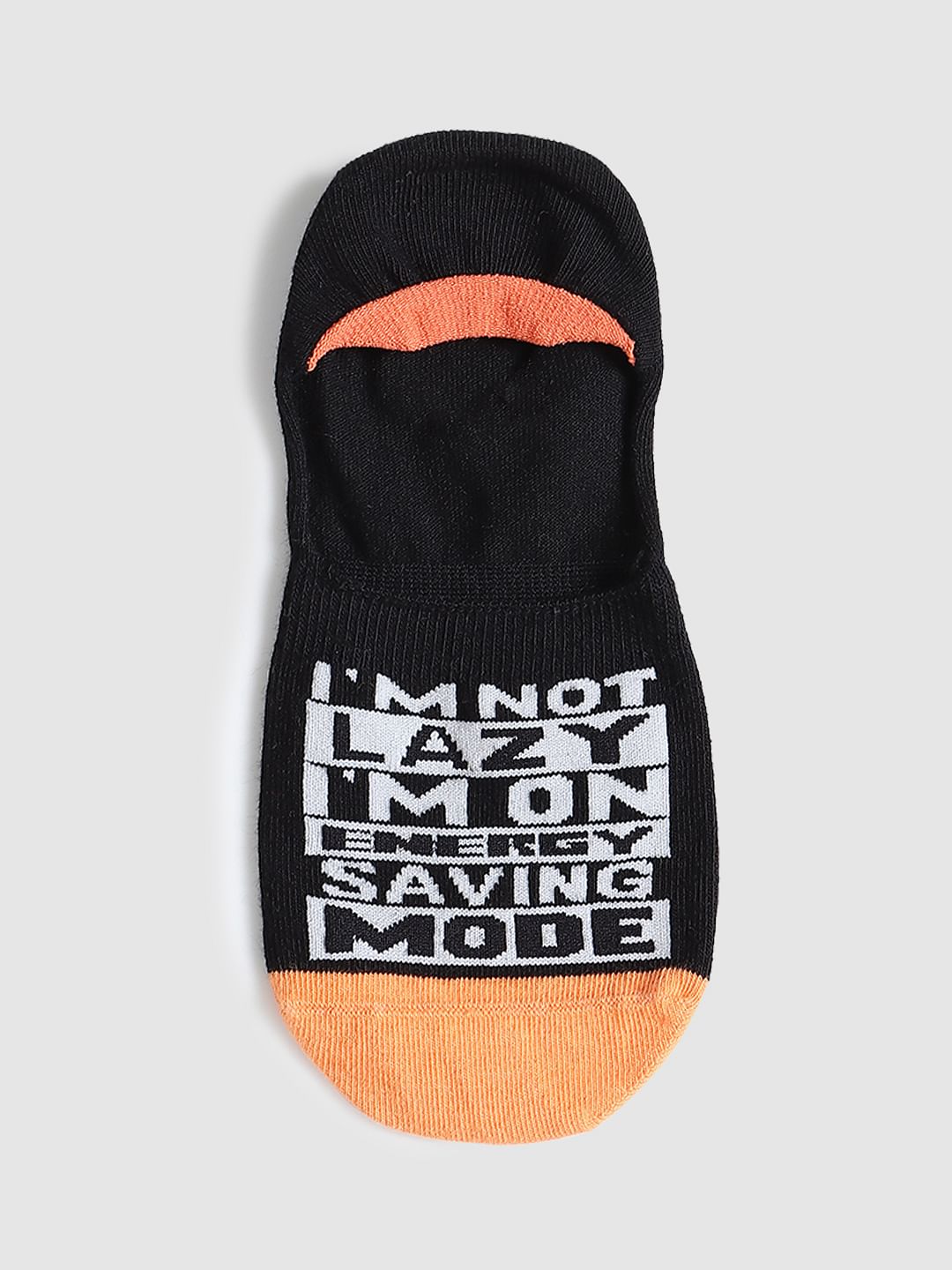 Black Slogan Print Footies