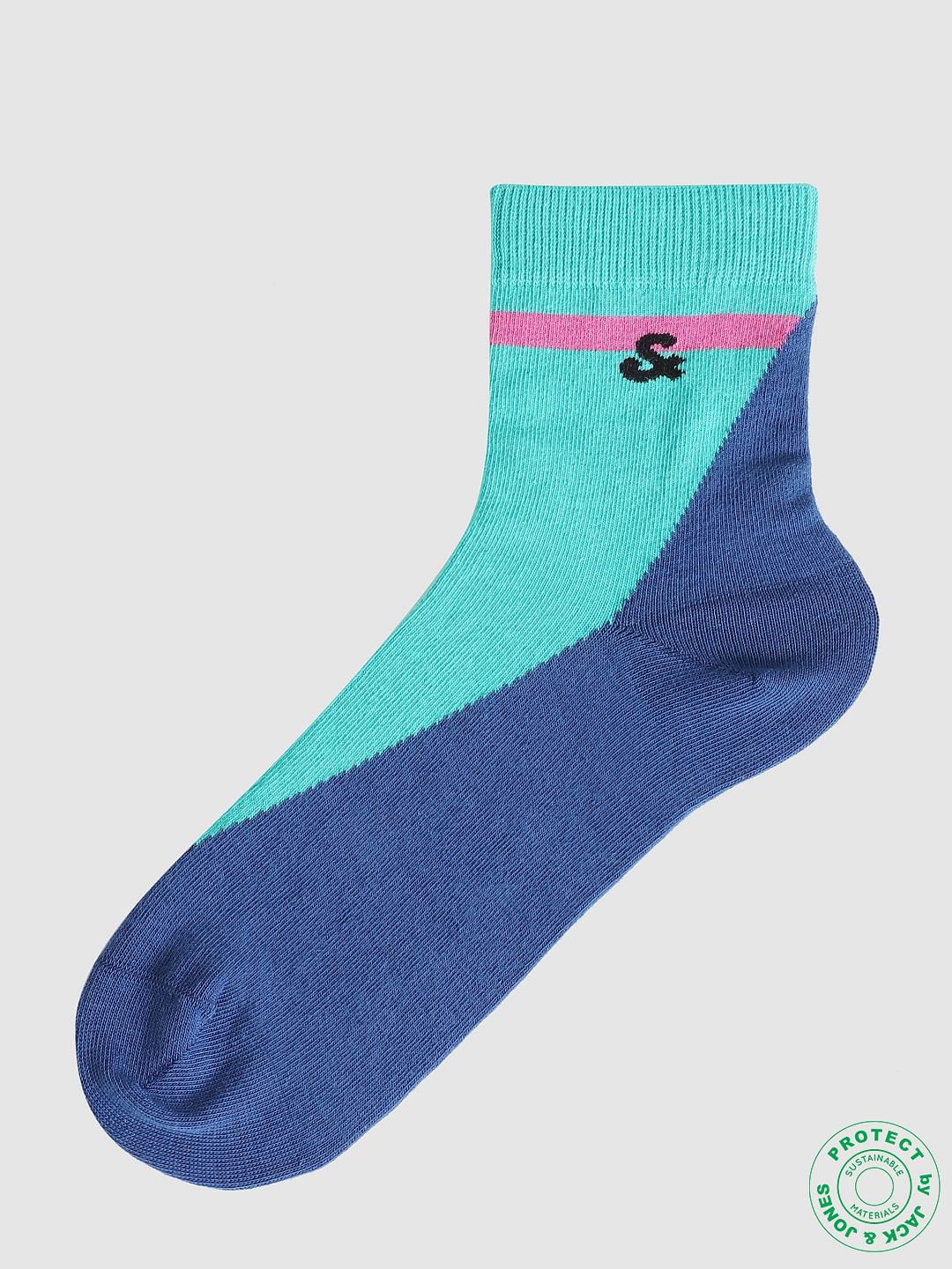 Blue Colourblocked Socks