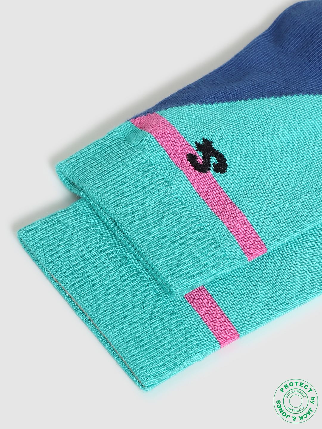 Blue Colourblocked Socks