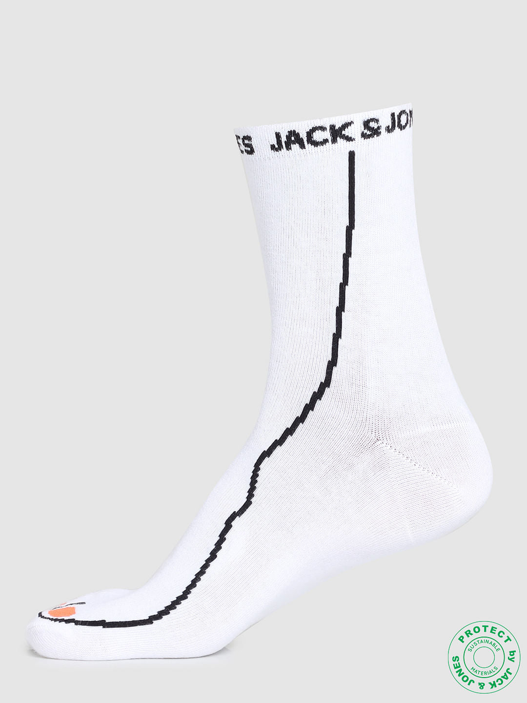 White Printed Socks - ONE