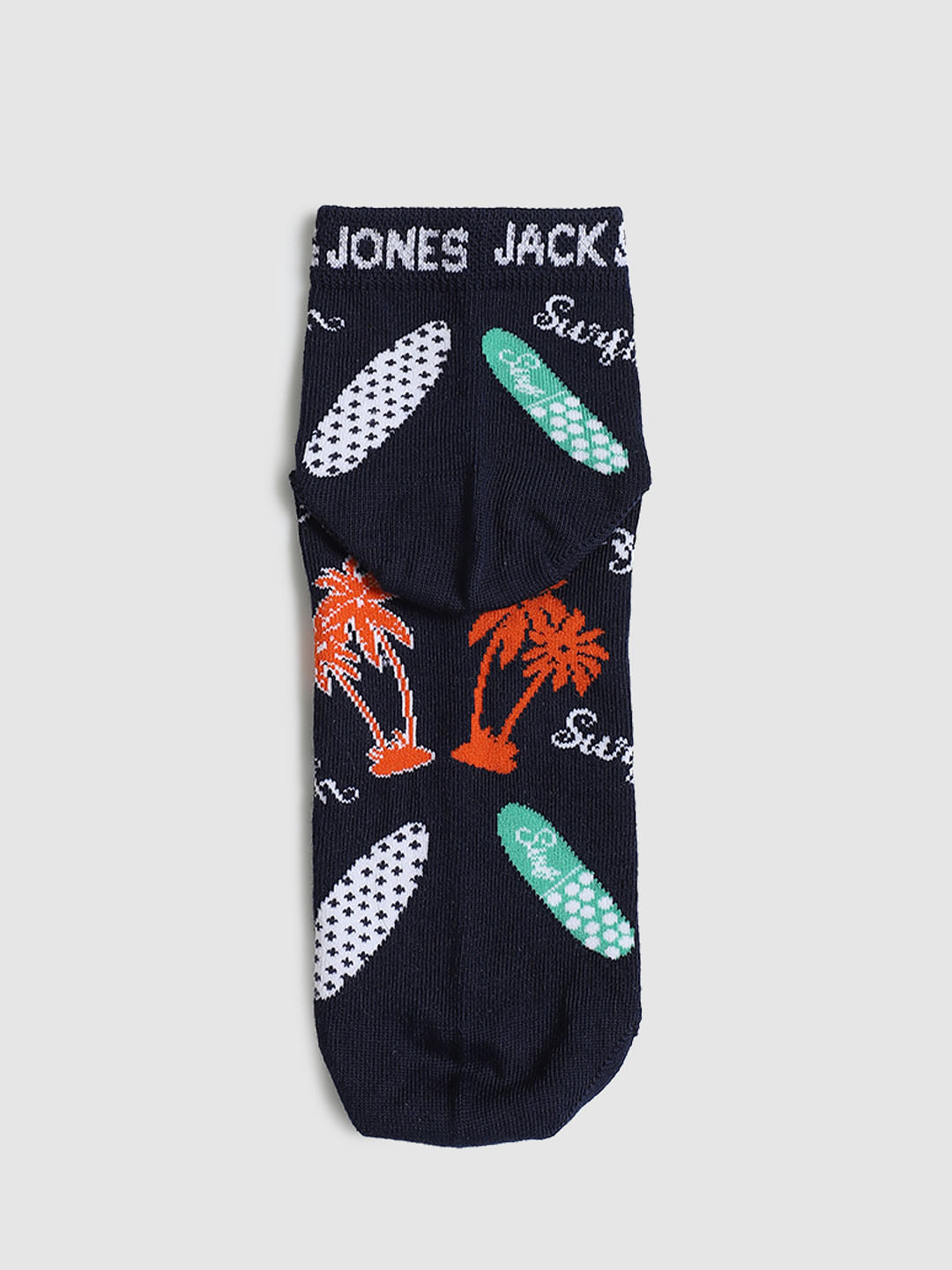 Navy Blue Graphic Print Ankle Socks
