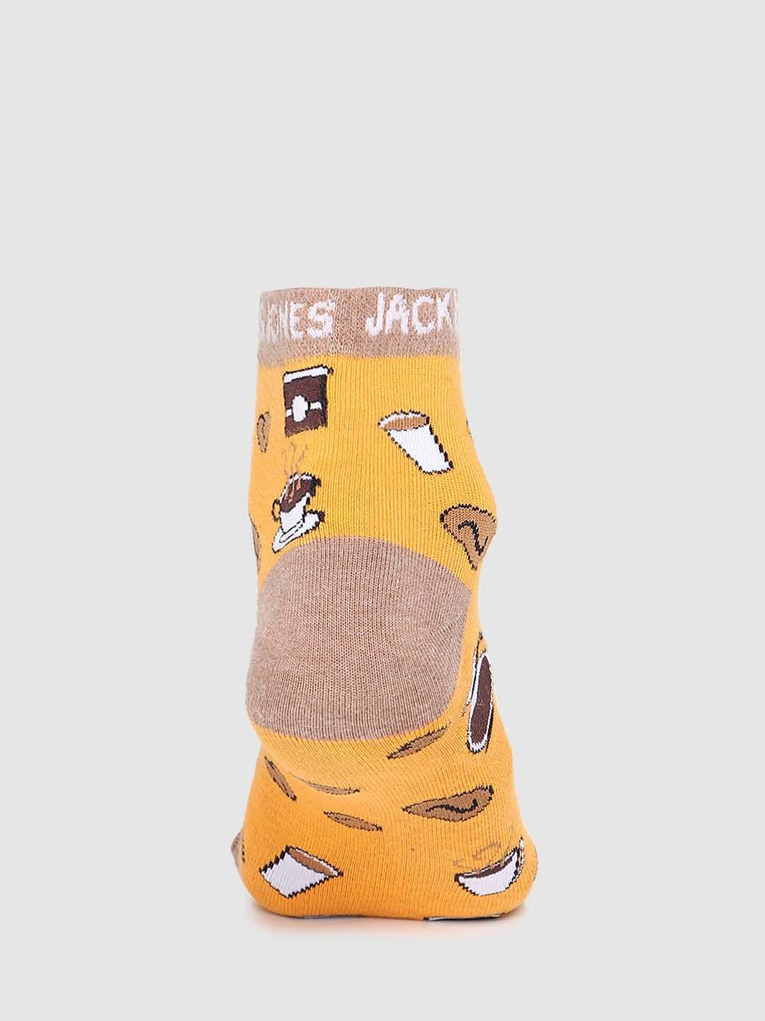 Yellow Graphic Print Ankle Socks