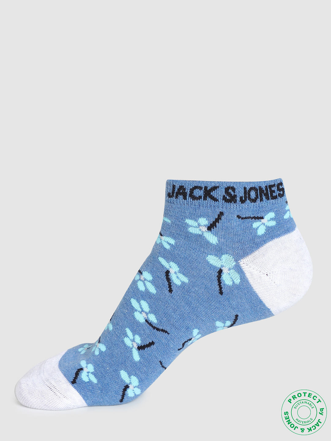 Blue Floral Ankle Socks - ONE