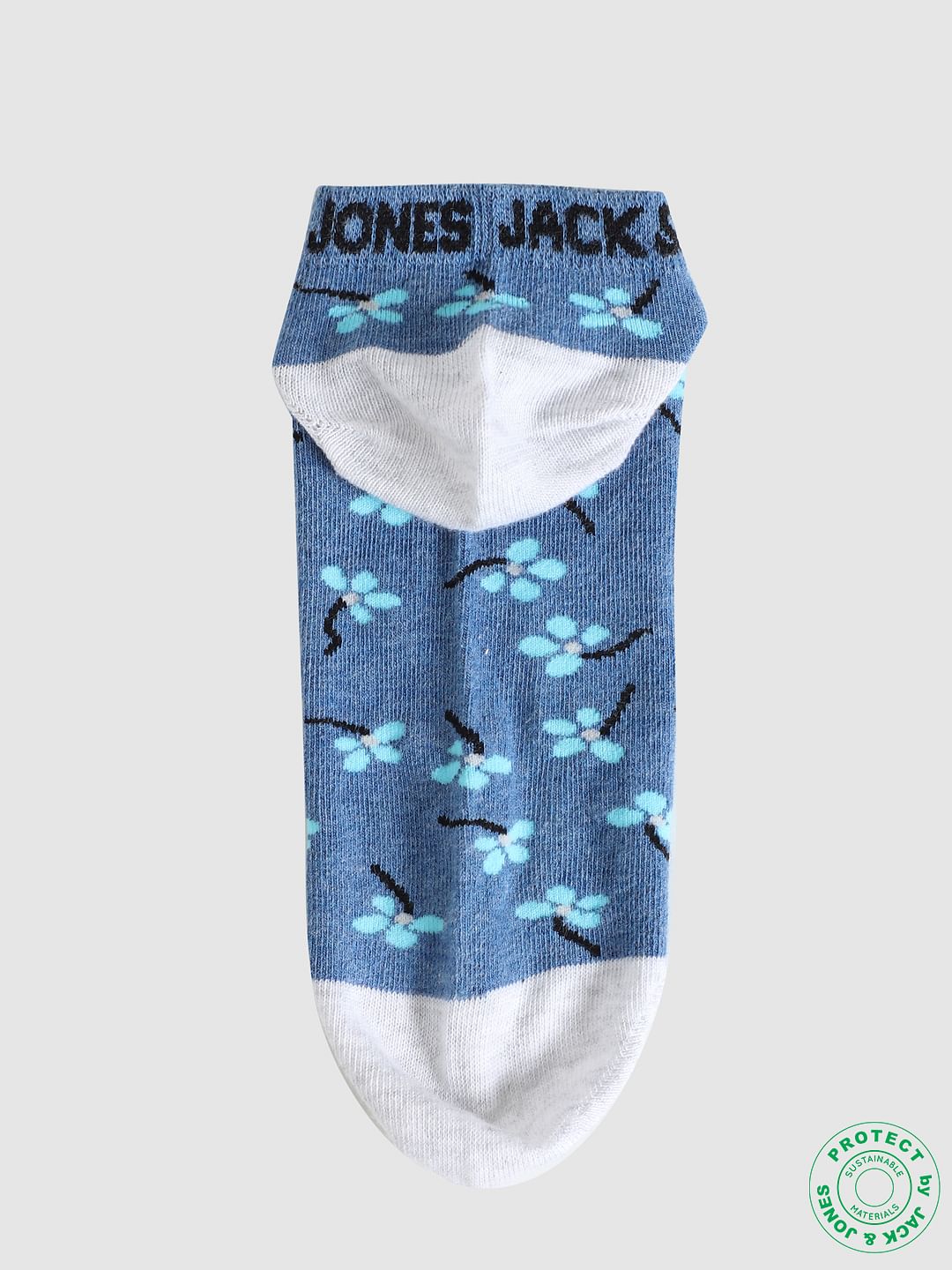 Blue Floral Ankle Socks
