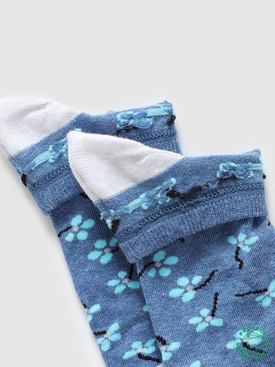 Blue Floral Ankle Socks
