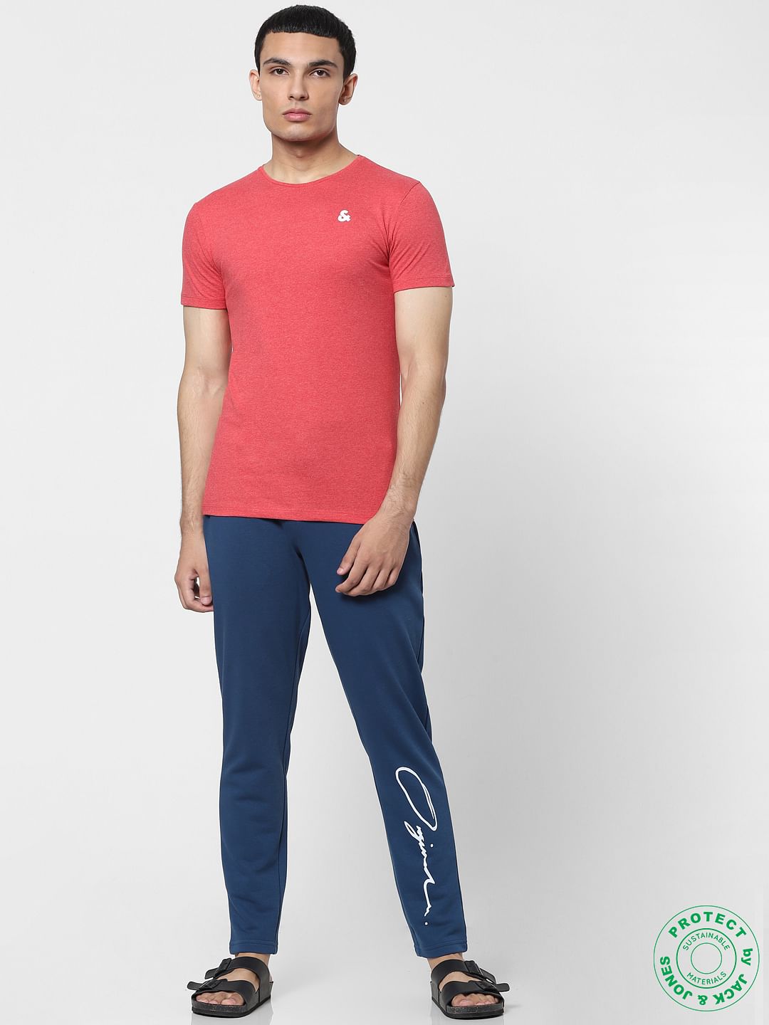 White & Red Crew Neck T-shirts - Pack of 2