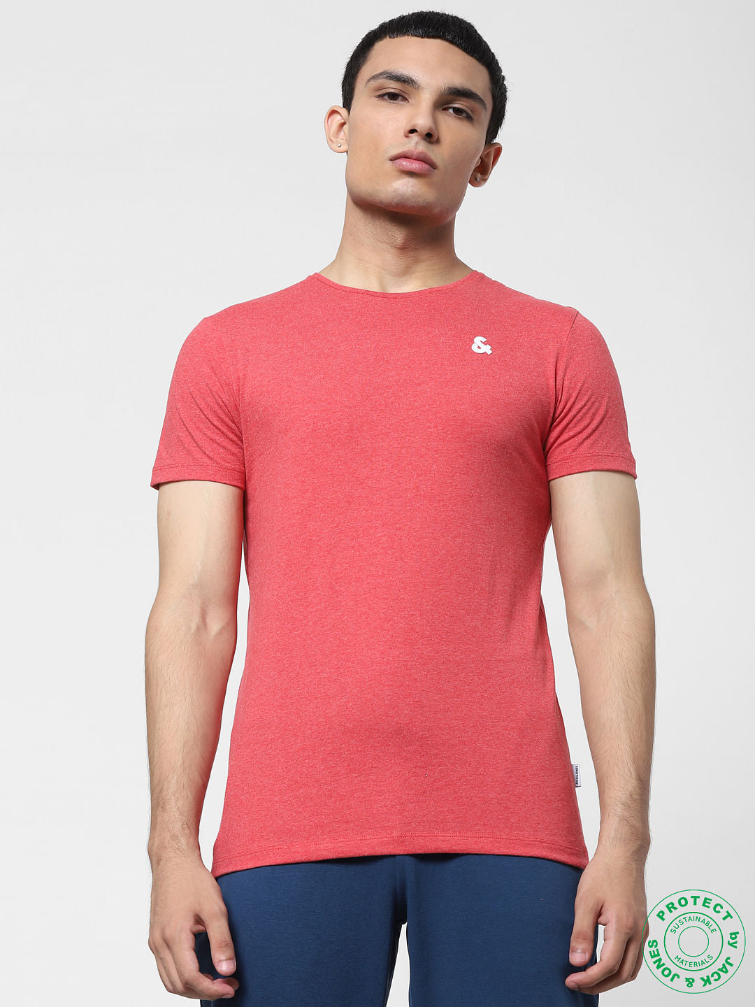 White & Red Crew Neck T-shirts - Pack of 2