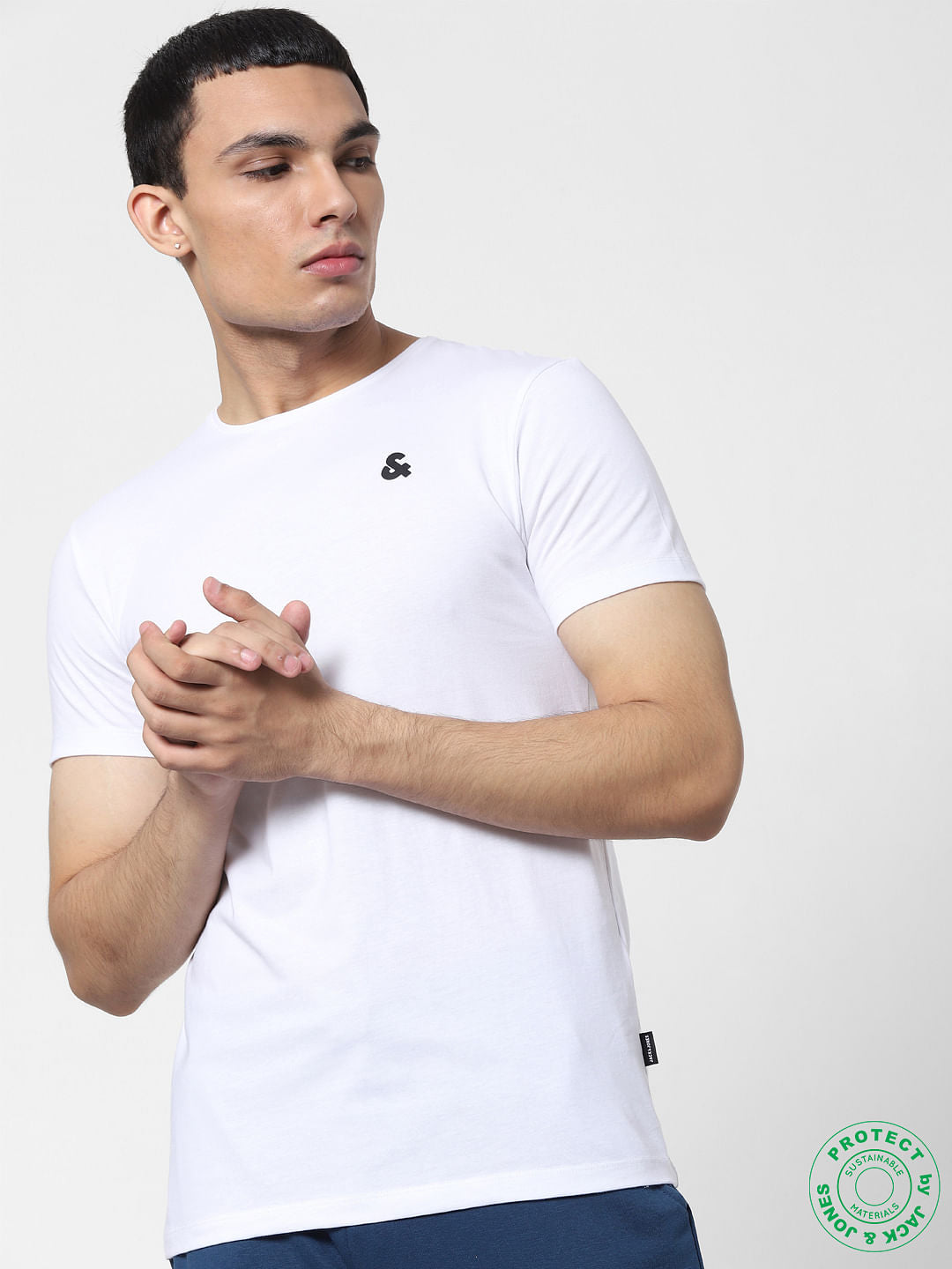 White & Red Crew Neck T-shirts - Pack of 2